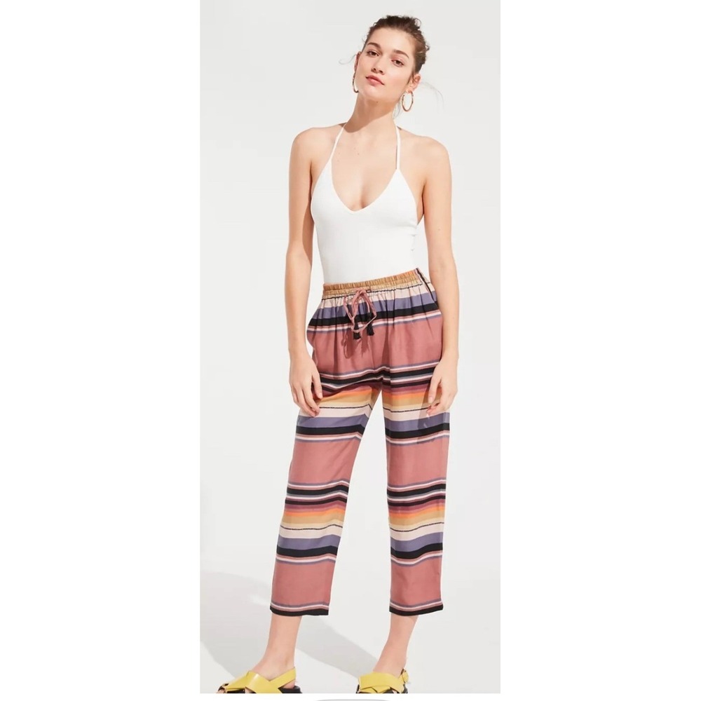 Urban‎ Outfitters Pippa Drawstring Pants Small Striped Boho Beachy Relaxed Fit